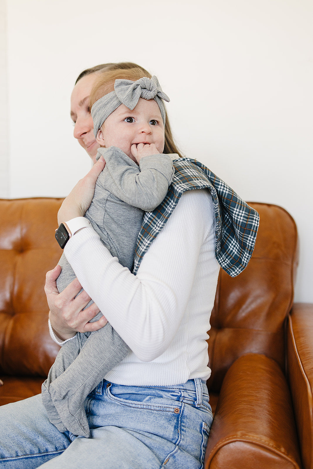 Navy Plaid Muslin Burp Cloth