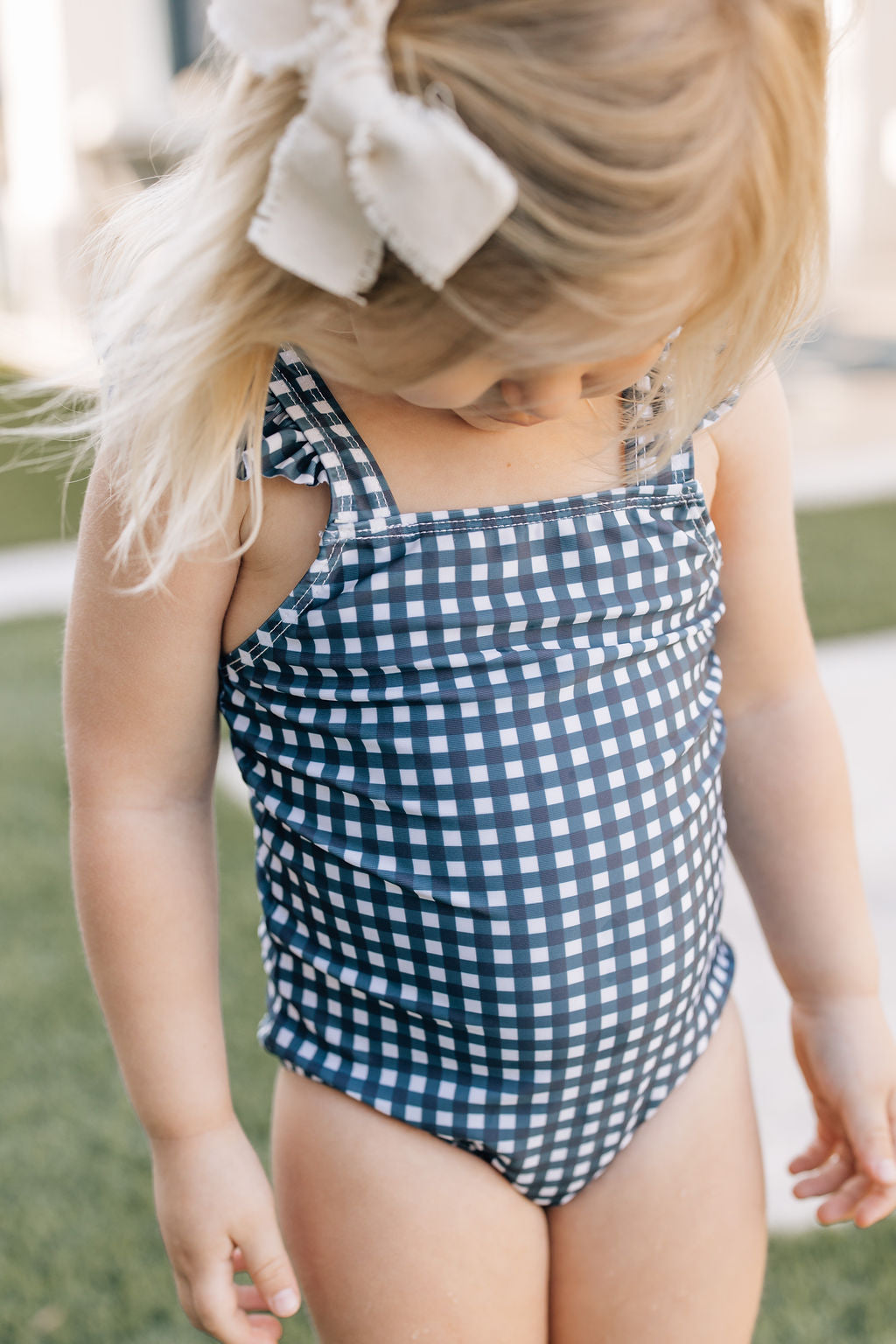 Navy Gingham One-Piece