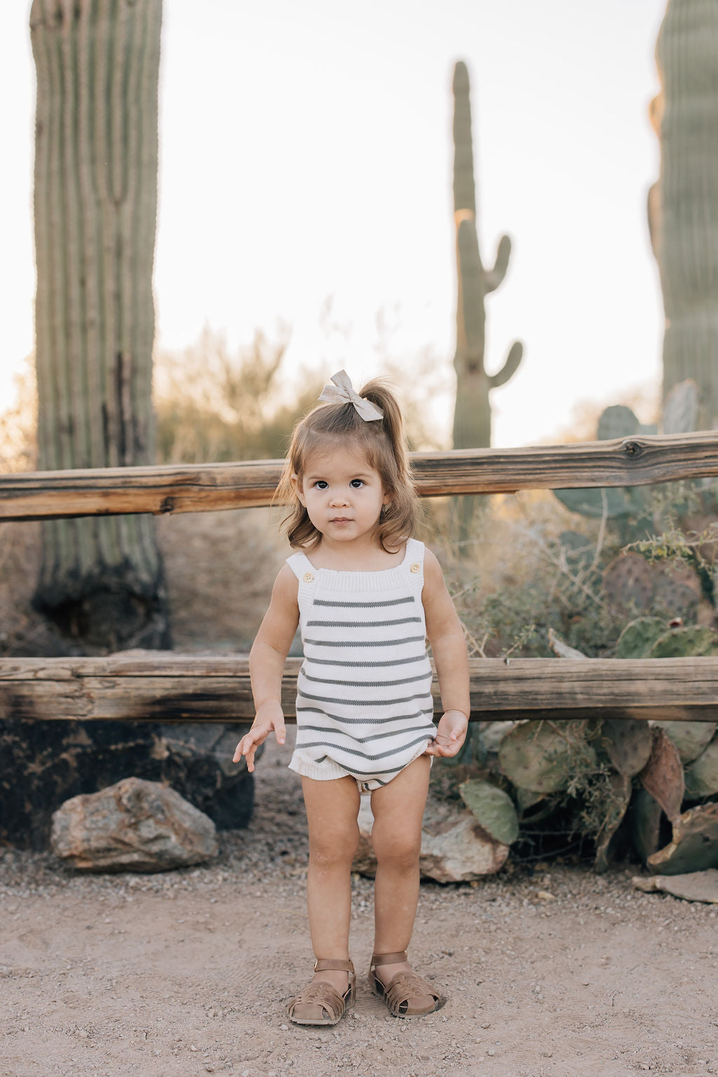 Sage Stripe Knit Bubble Romper