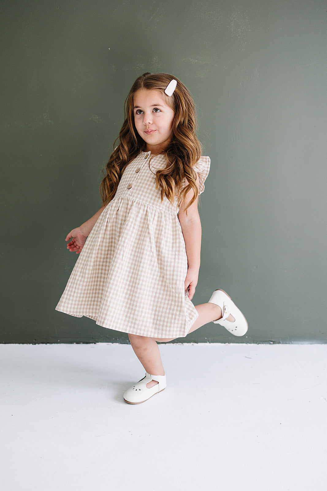 Gingham Ruffle Linen Dress – Mebie Baby