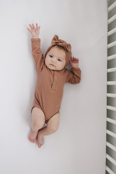 Rust Organic Cotton Ribbed Snap Bodysuit – Mebie Baby