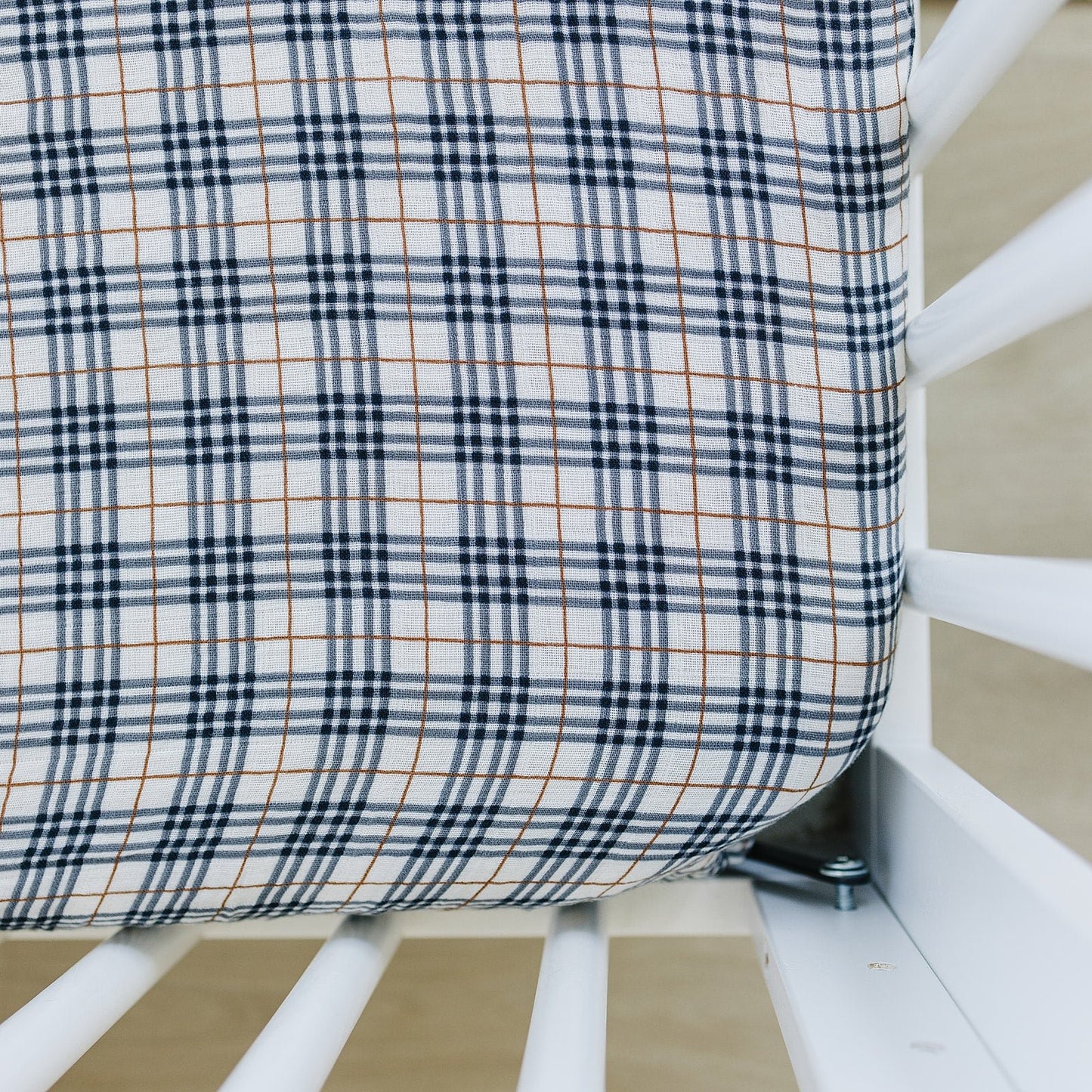 Vintage Plaid Muslin Crib Sheet