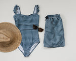 Navy Gingham Women’s One-Piece