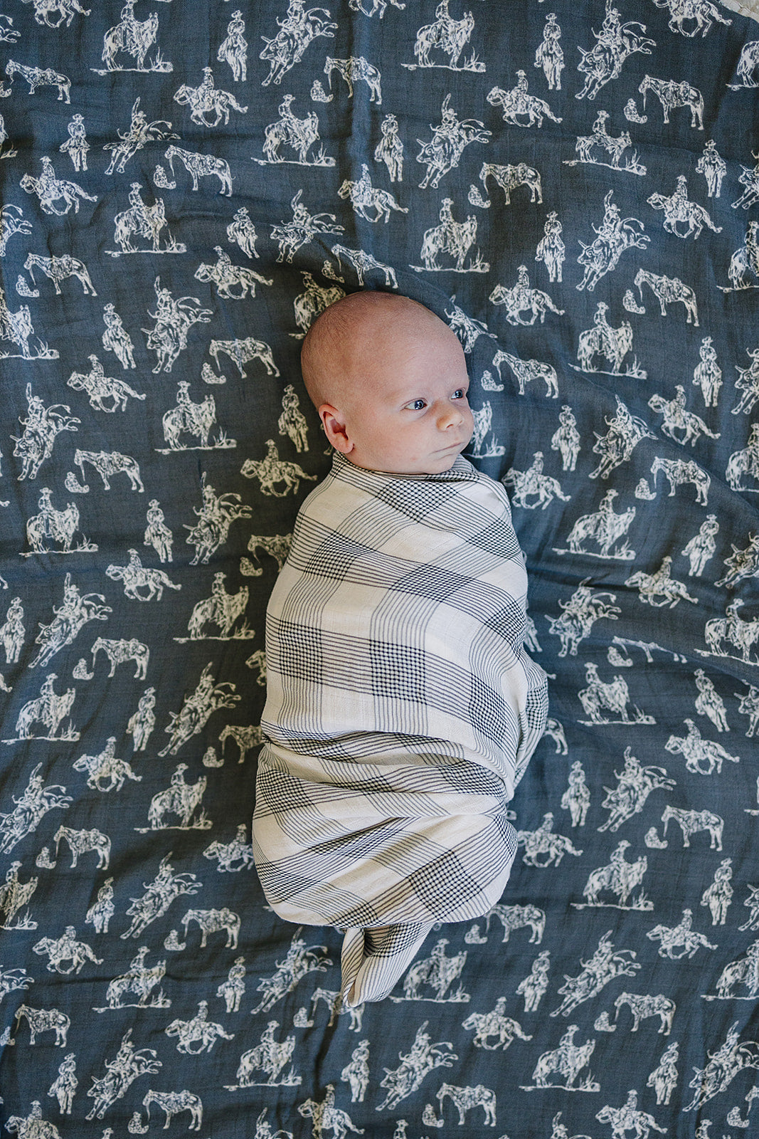 Coastal Plaid Muslin Swaddle Blanket