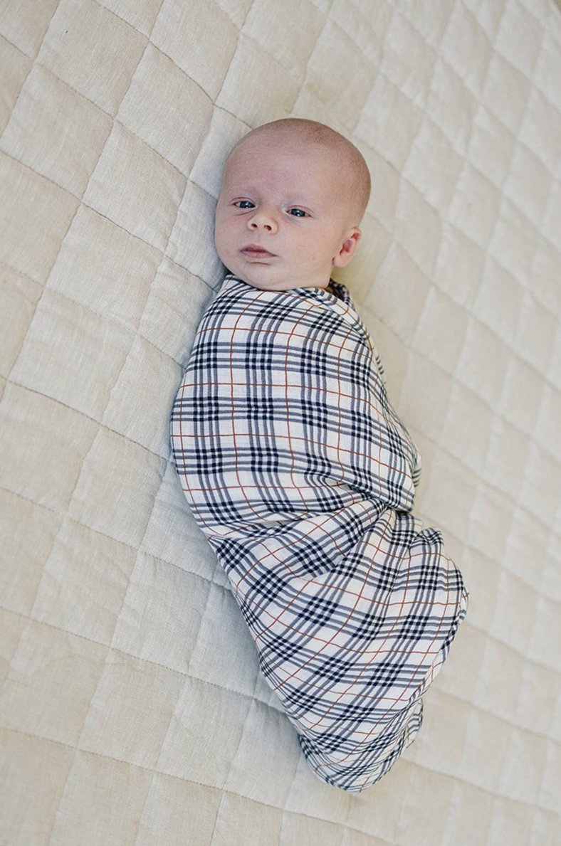 Vintage Plaid Muslin Swaddle Blanket