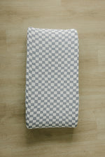 Dusty Blue Wavy Checkered Muslin Changing Pad Cover