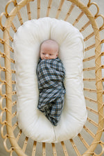 Navy Plaid Muslin Swaddle Blanket