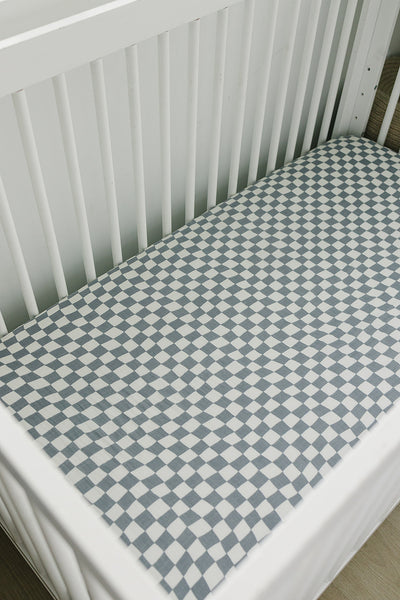 Dusty blue crib sheet sale