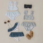 Light Blue Gingham Ruffle Bikini Set