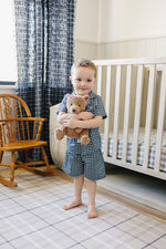 Navy Gingham Short Pajama Set