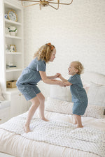 Navy Gingham Short Pajama Set