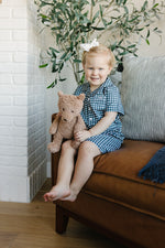 Navy Gingham Short Pajama Set