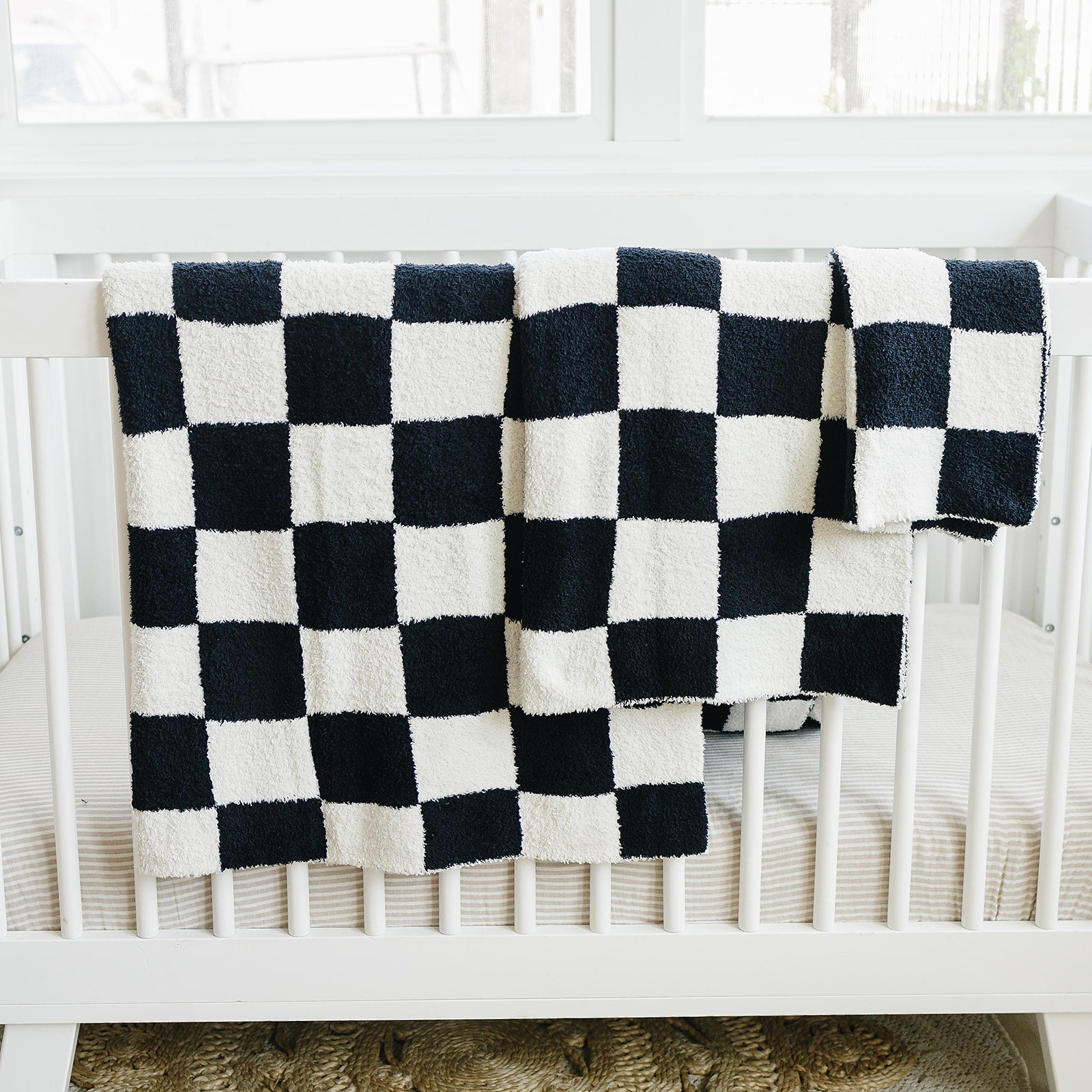 Black and White Checkered Plush Blanket Stylish Comfort Warmth Shop Now Mebie Baby