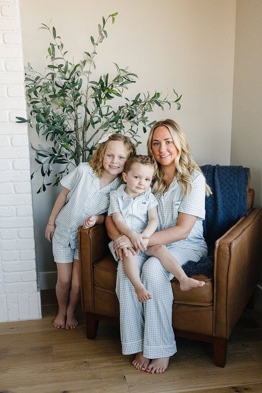 Light Blue Gingham Short Pajama Set