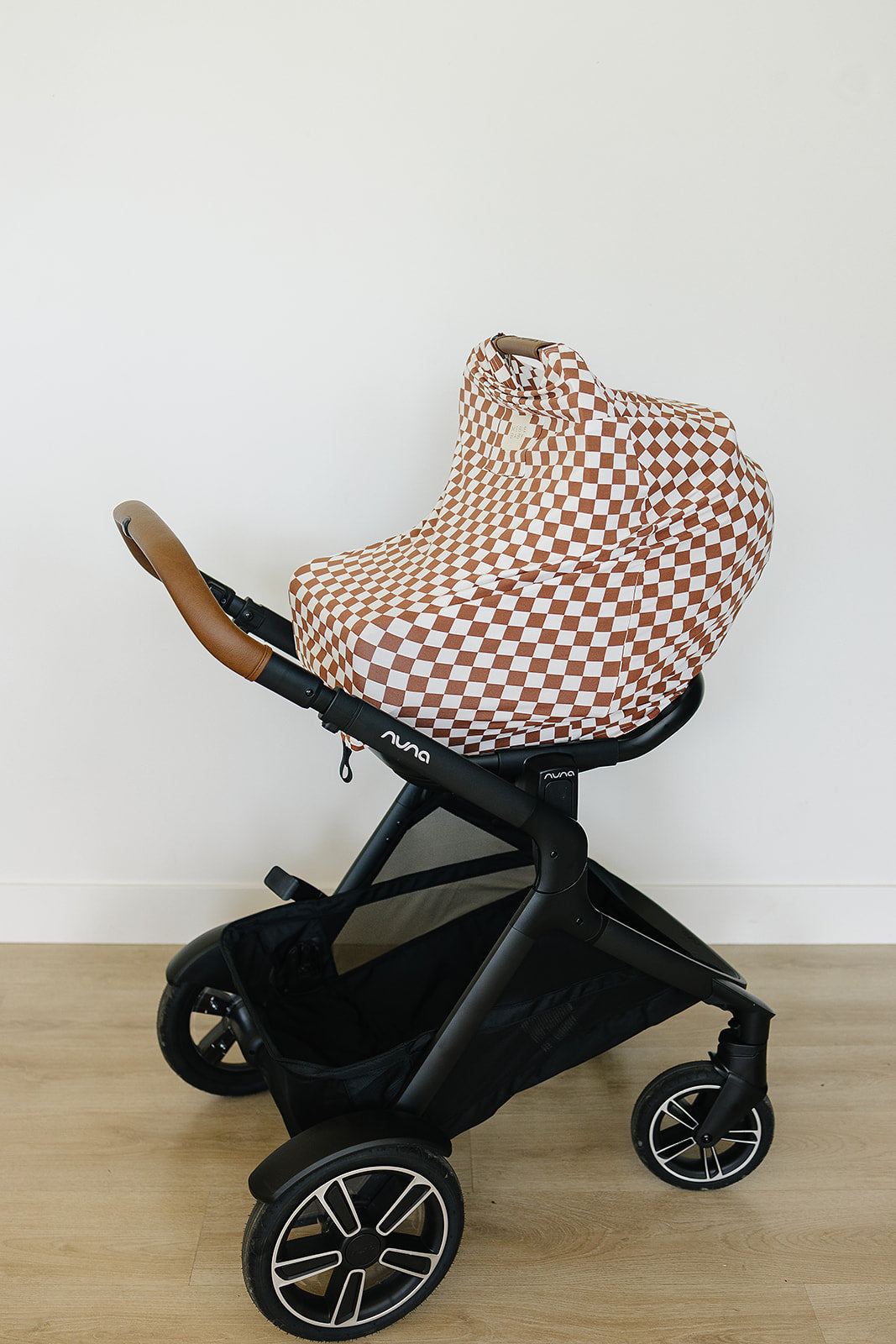 Mebie Baby Rust Checkered Bamboo Carseat Cover