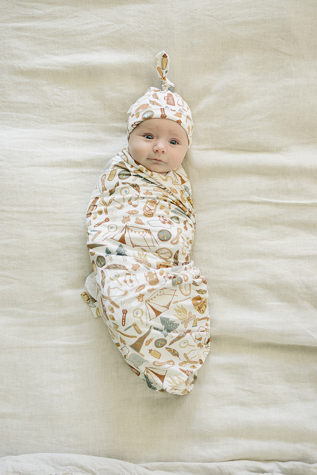 Mebie Baby Mustard Floral Bamboo Stretch Swaddle