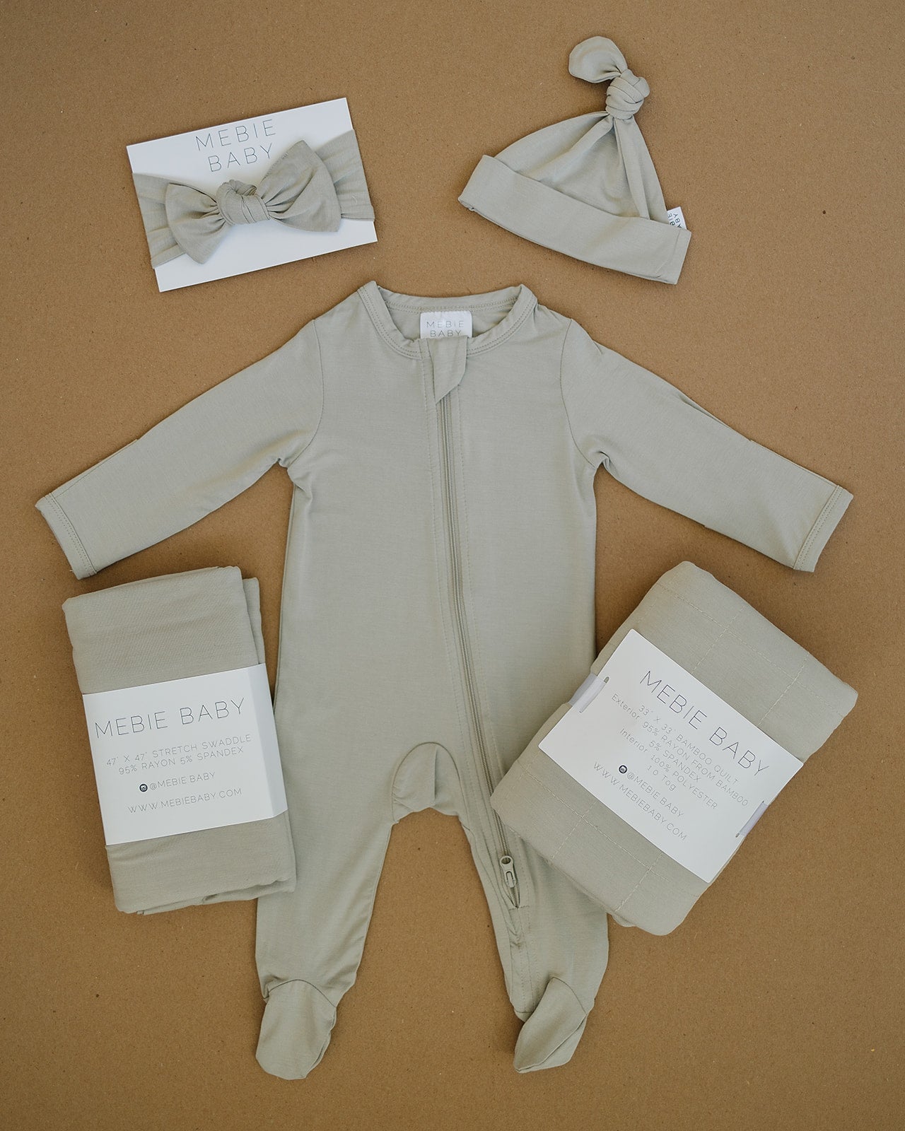 Mebie Baby Oatmeal Bamboo Zipper Gender Neutral